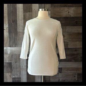 New Look Maternity white top size 10 3/4 sleeves boho crochet coquette feminine